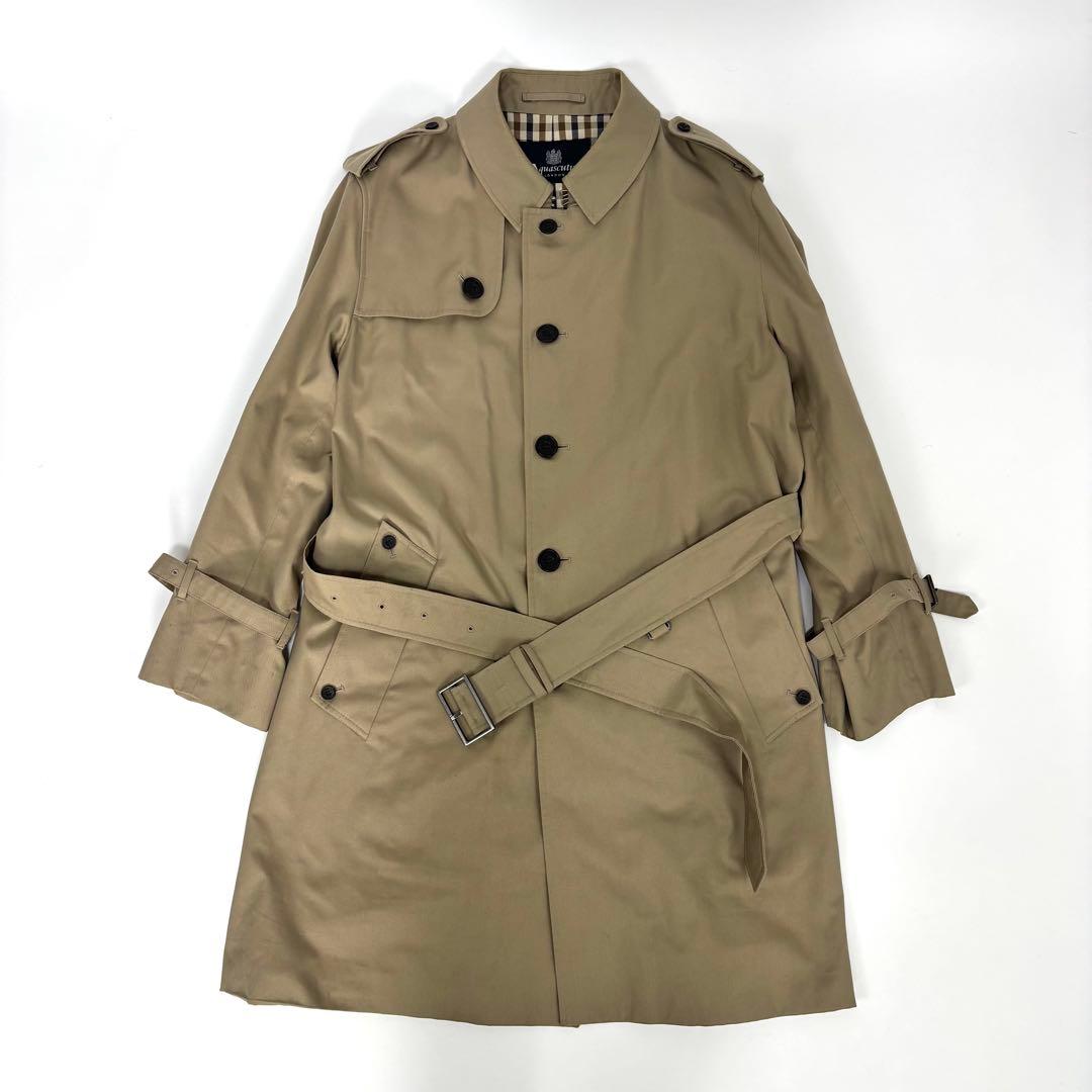 Aquascutum 英国製 トレンチコート ベージュ ハウスチェック 42 - メルカリ