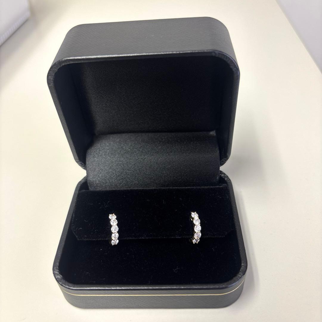 天然 ダイヤモンド 1.00ct K18 YG フープ ピアス