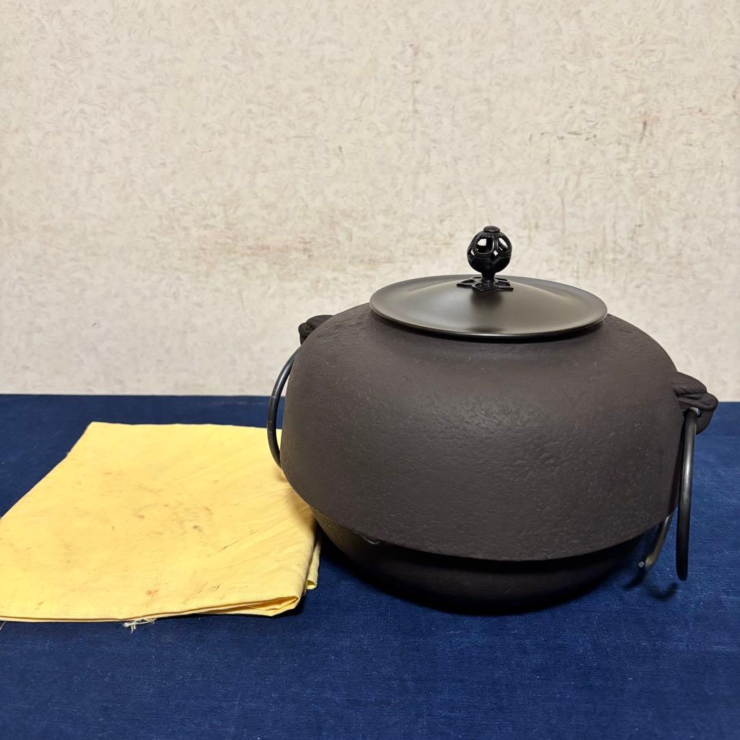 風炉/茶釜/電熱器/唐銅鬼面風炉釜/野々田製電熱器/敷板/茶道具/お点前