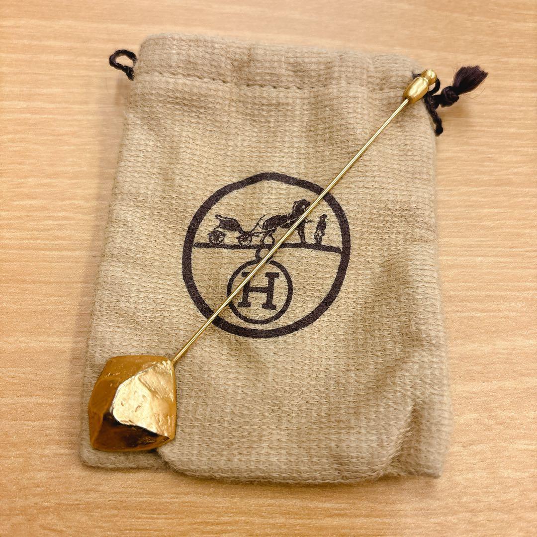 ☆エルメス　ピンブローチ　ラペルピン　ヴィンテージ　ゴールド エルメス セリエ ピンブローチ ゴールド ラペルピン ヴィンテージ 極美