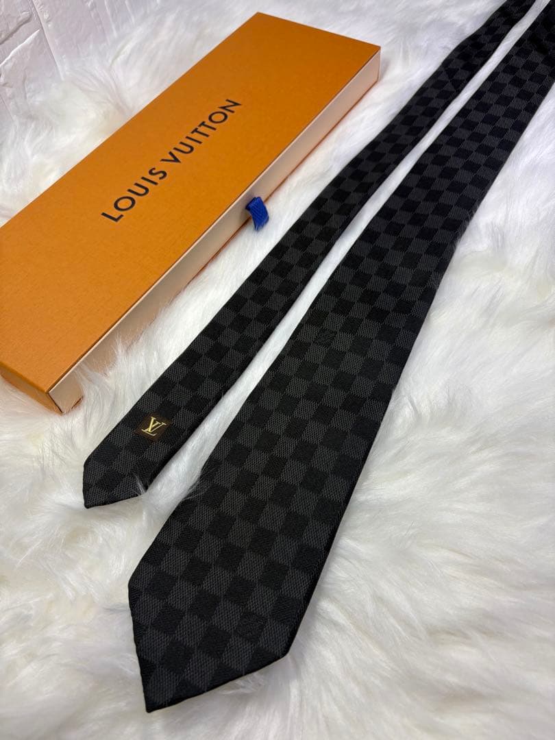 極美品】 LOUIS VUITTON ルイヴィトン ネクタイ ダミエ ブラック
