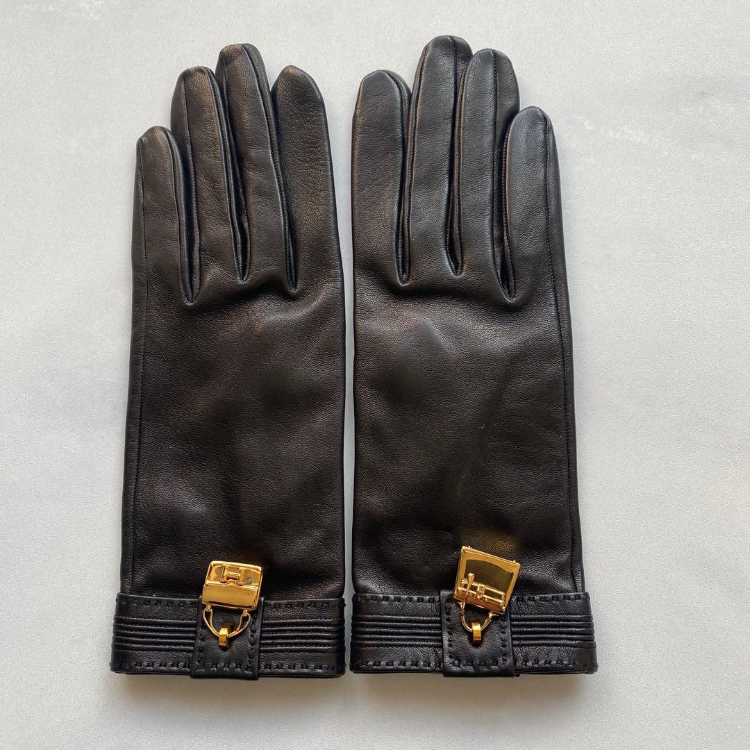 美品　エルメス　レザーグローブ　ブラック　黒革手袋　シルク裏地　サイズ6ハーフ 楽天市場】エルメス メンズグローブ ブラック ディアスキン カシミア