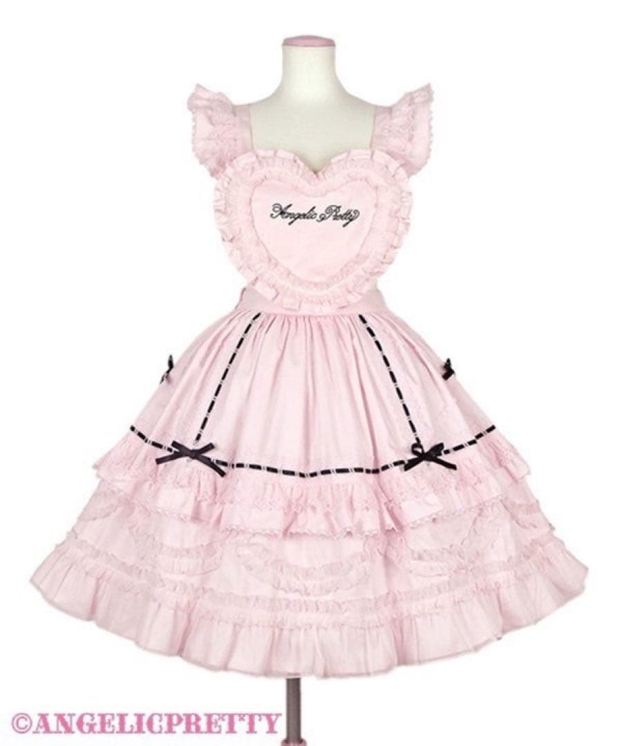 ハート胸当て付きスカート ピンク Angelic Pretty Angelic Pretty - Heart胸あて付スカート(無地)セットの通販 by さゆり