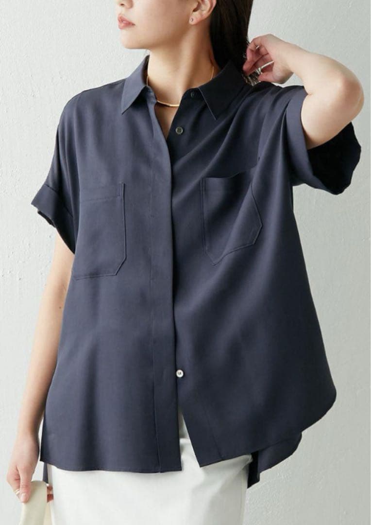 ガリャルダガランテ　ハーフスリーブブラウス　ネイビー 迷った日に選びたい一着】【大人気につきリバイバル！】ハーフスリーブ