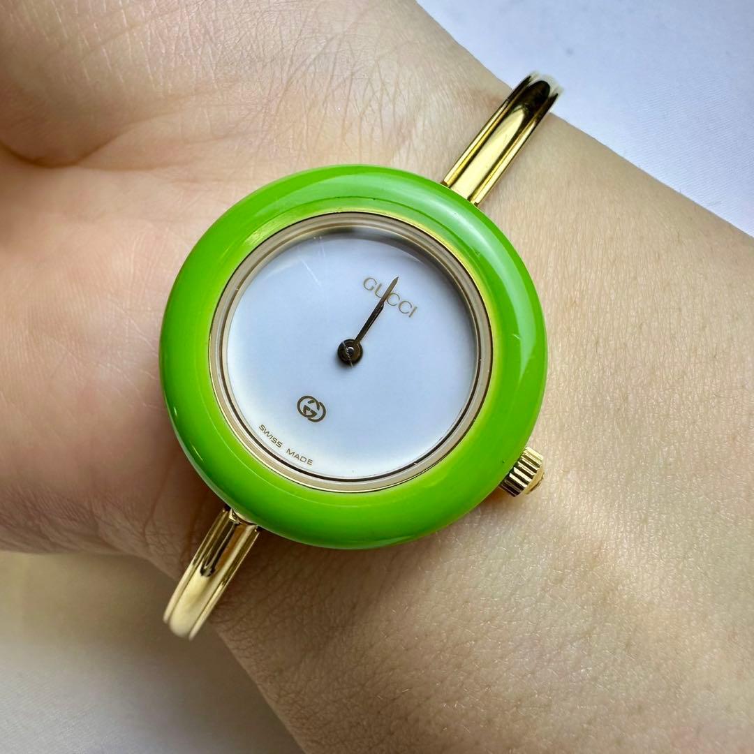 新品電池 稼働 GUCCI 1100L レディース グリーンリング - メルカリ