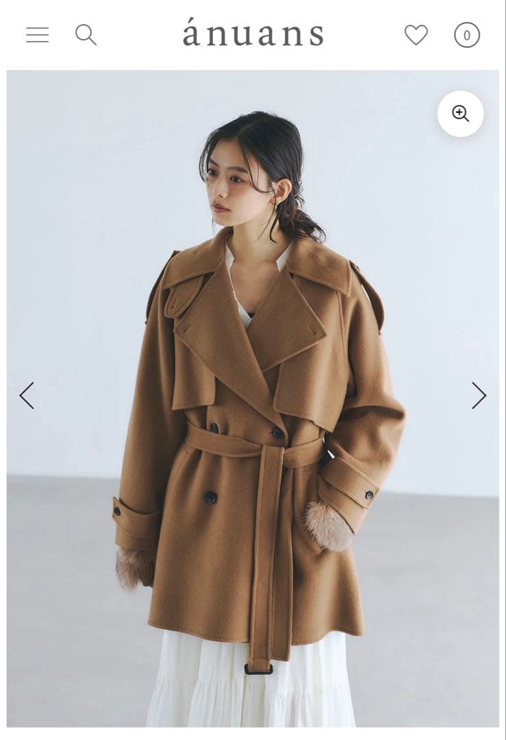 【新品未使用タグ付き】anuans リバーウールミドルトレンチコート リバーウールミドルトレンチコート