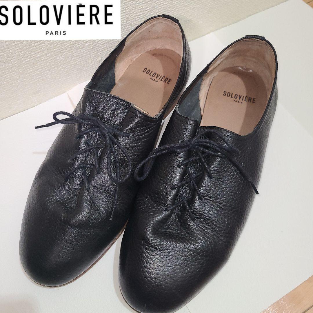 Soloviere ソロヴィエール 黒 レザーシューズ 26cm シューマイ - メルカリ