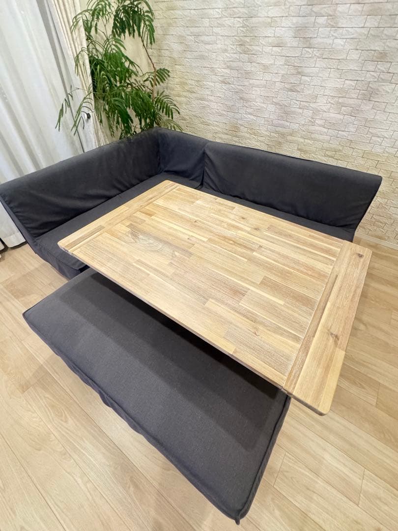 【tomo】③unico ダイニングソファ　MANOA Sofá 3 Lugares Atlas 214 cm - Linho Texturizado Moka c/ Natural