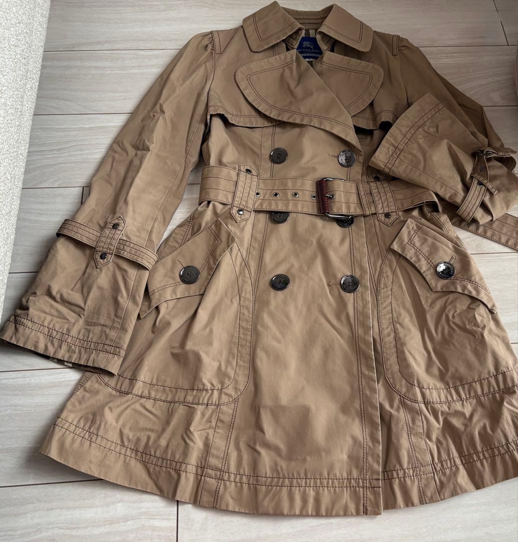 バーバリーブルーレーベル 裏地チェックトレンチコート 38 - メルカリ