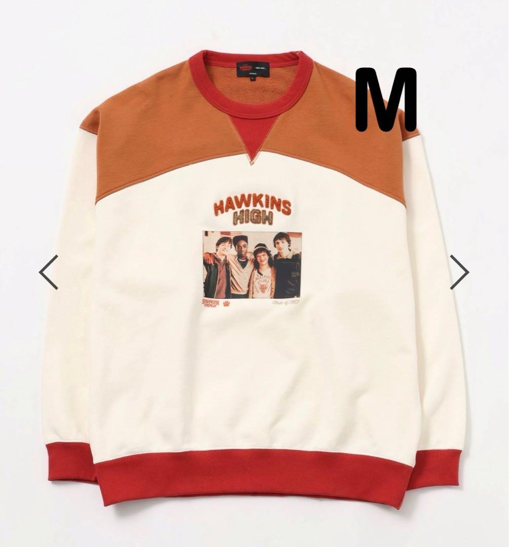 ◆新品◆【STRANGER THINGS】コラボ配色スウェット オレンジ M Green Parks（グリーンパークス）の「【UNISEX】□STRANGER THINGS