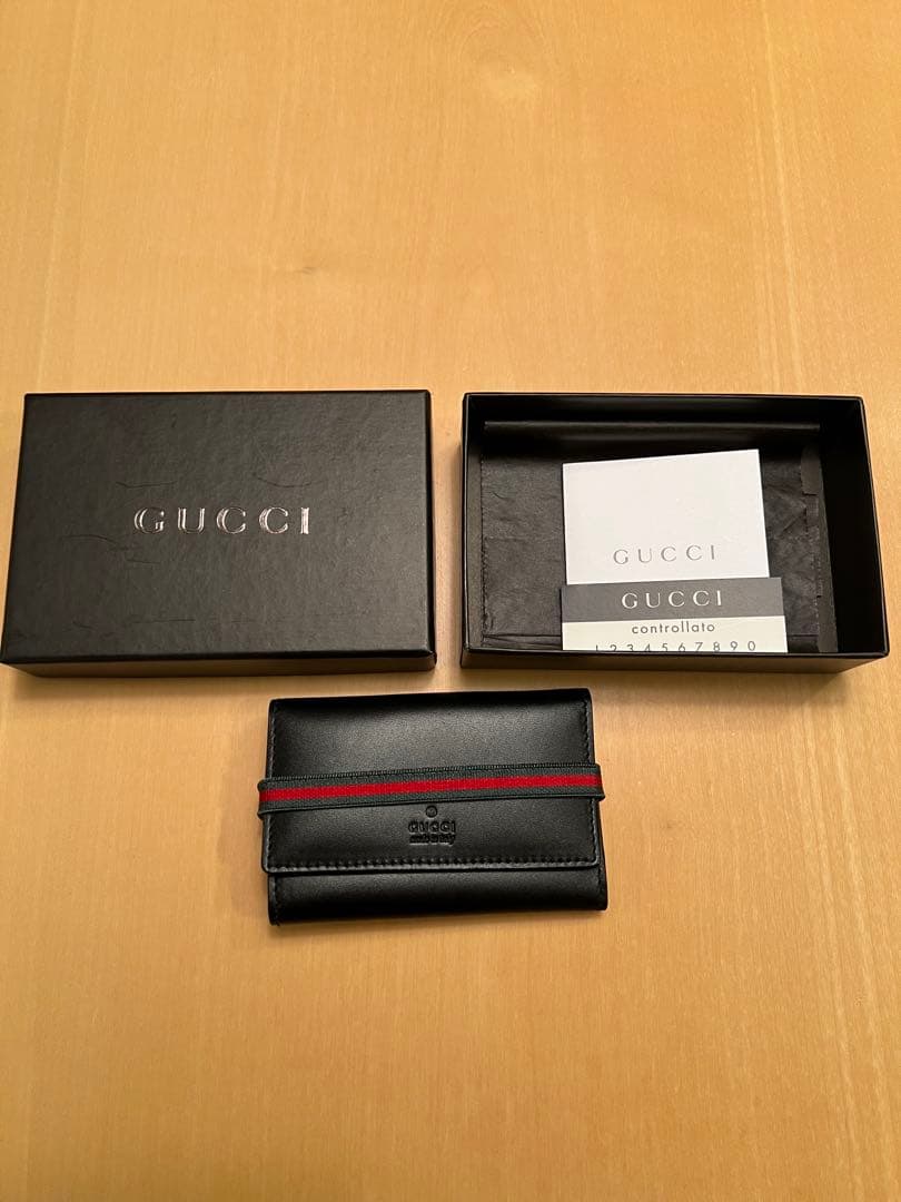 GUCCI シェリーライン 6連レザーキーケース 黒 - メルカリ