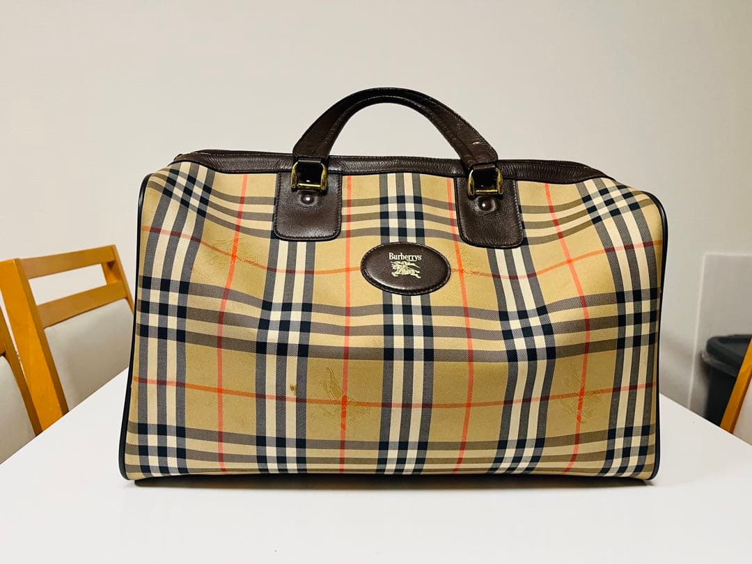 極美品 バーバリー ボストンバッグ ホースロゴ ノバチェック 大容量 BURBERRY（バーバリー） 極 美品 BURBERRYS バーバリーズ シャドー