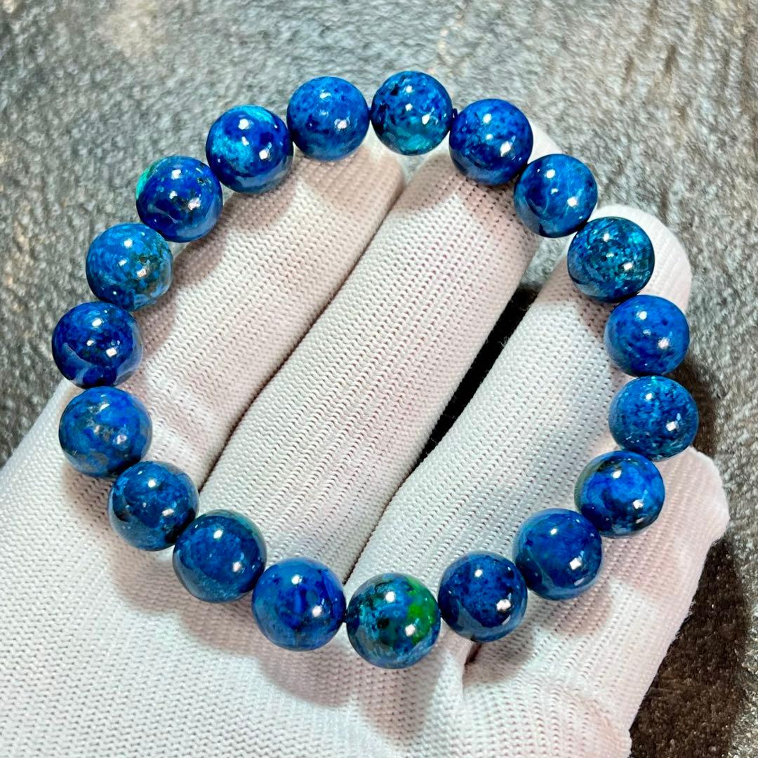 【希少】シャッタカイト(クリソコラ) ブレスレット 幸運 繁栄　5 ☆超希少石☆…☆ブルークリソコラ（シャッタカイトブルー）8ミリ