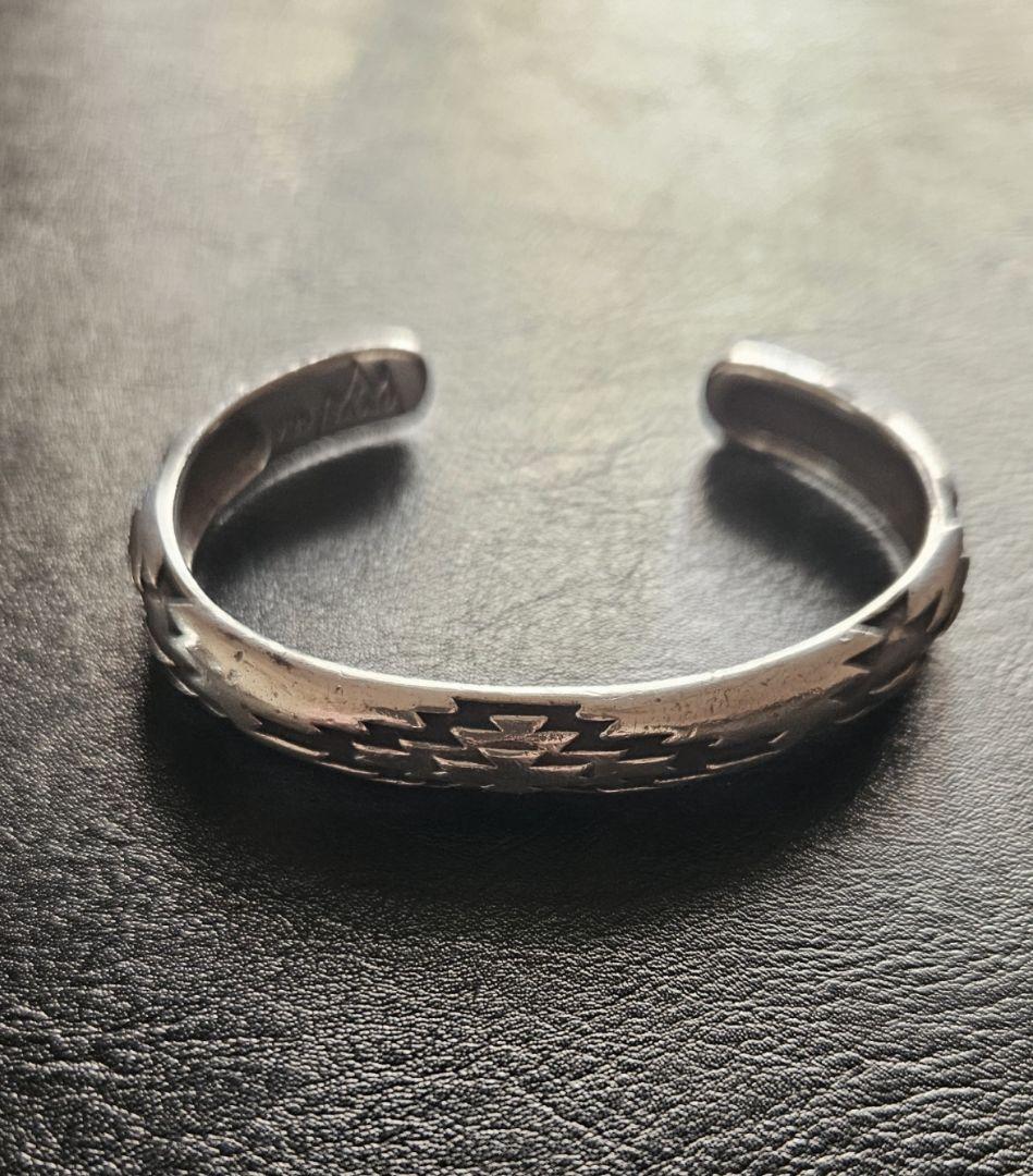 極希少】SAAD サード シルバー バングル ブレスレット オルテガ柄 銀