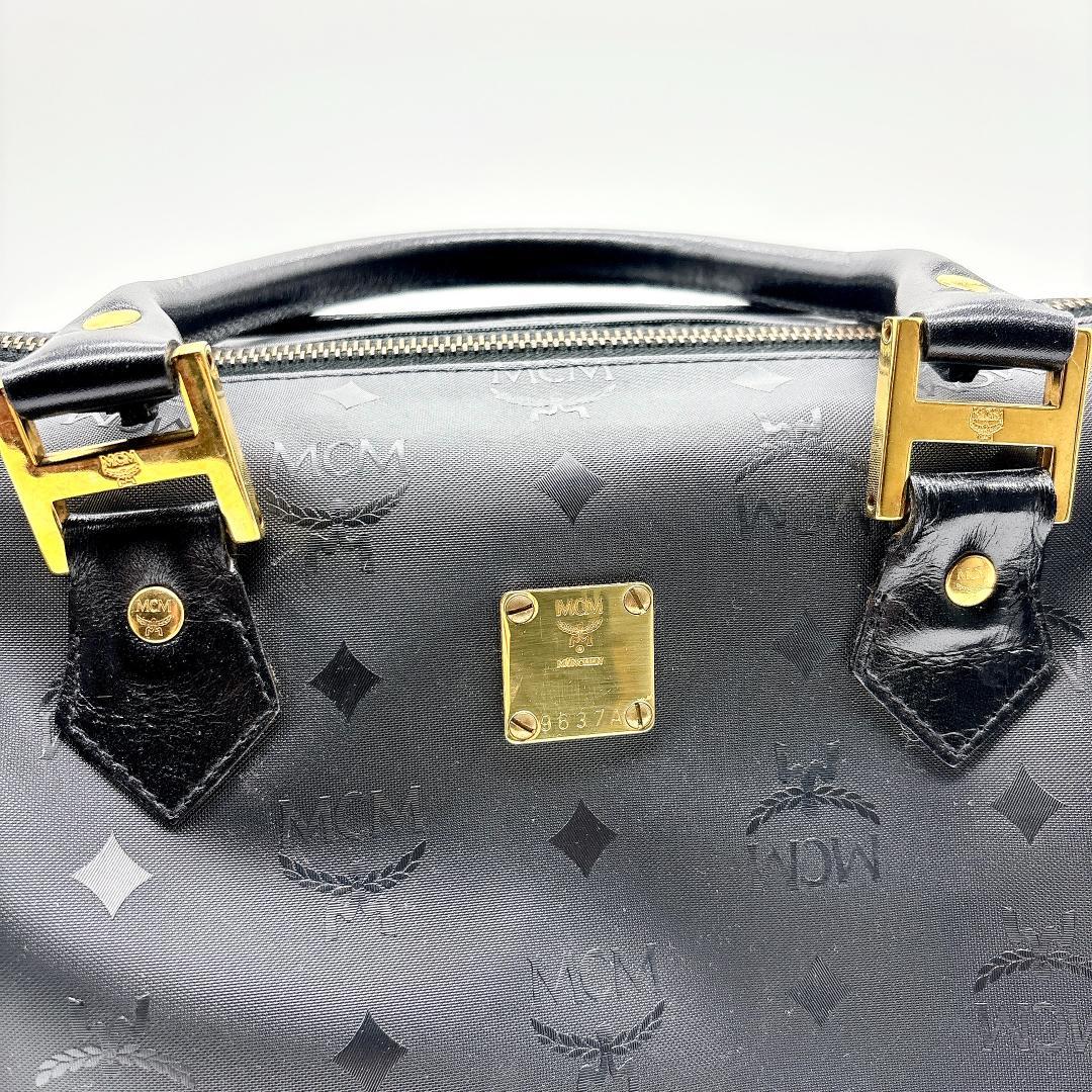 美品✨MCM エムシーエム ミニボストン 2Way バッグ ブラック ゴールド
