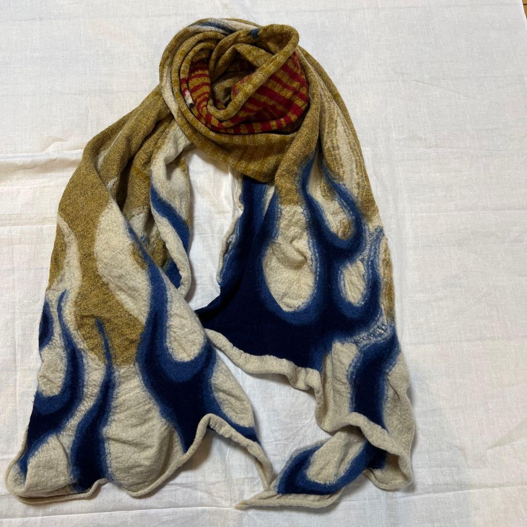 【KAPITAL】Wool Stole 縮絨ウールマフラー 炎ブルー WOOL SCARF | WHAT'S NEW | KAPITAL