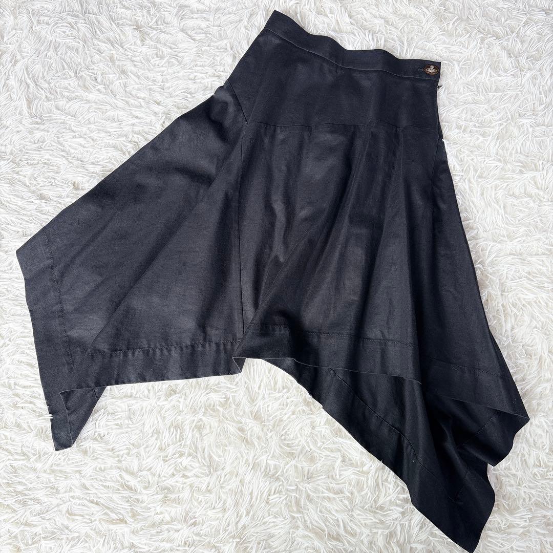 美品 ヴィヴィアンウエストウッド 変形スカート アシンメトリー リネン ロゴ ヴィヴィアンウエストウッドレッドレーベル Vivienne Westwood RED