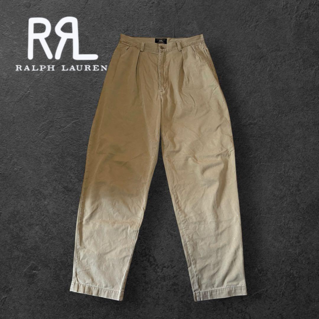 90's - RRL USA製 テーパードチノパンツ 三つ星タグ 30×31 RRL - ダブルアールエル チノパンツ 90S 三ツ星タグ ベージュ メンズ