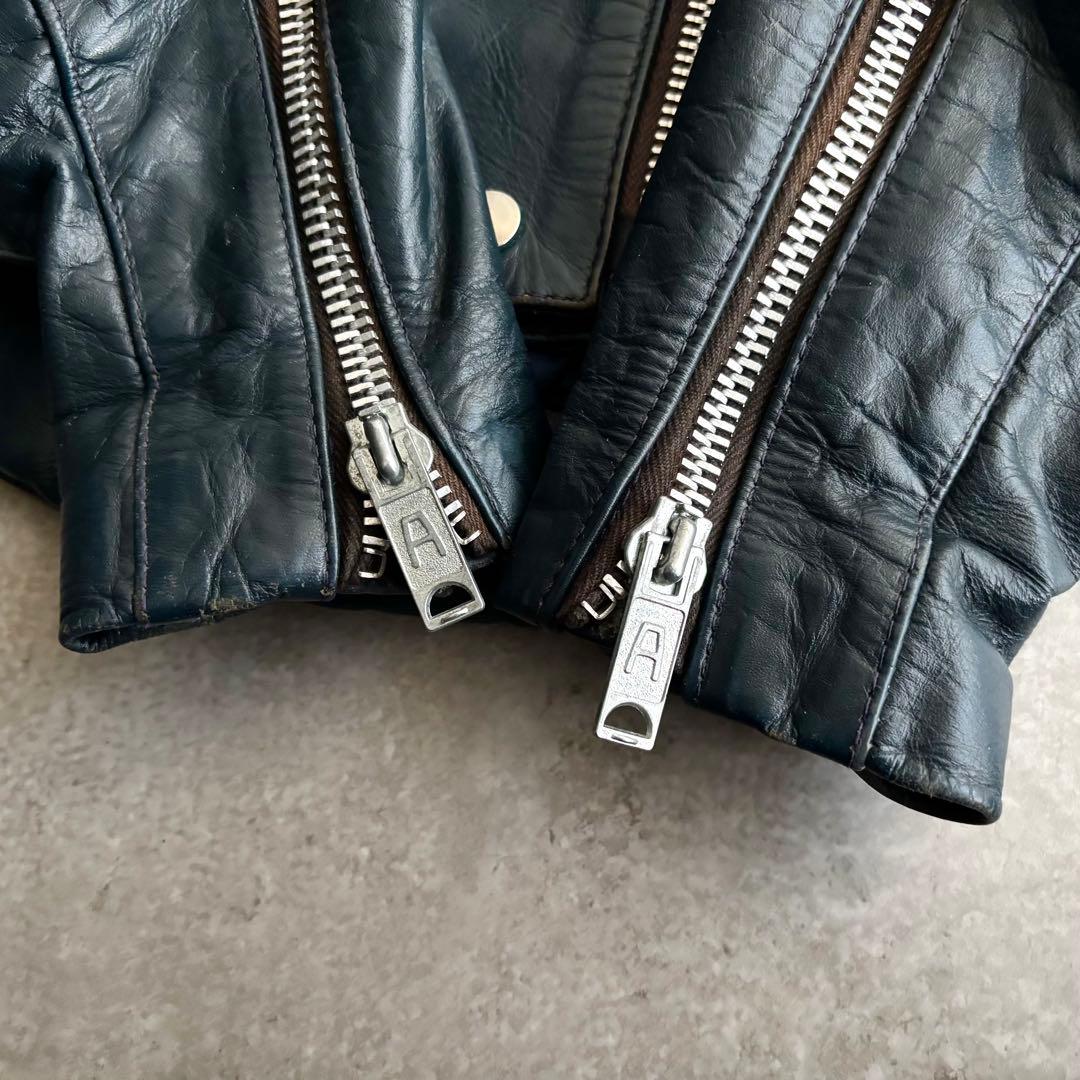 80's ルイスレザー【S】NEVADA ダブル ライダースジャケット ネイビー