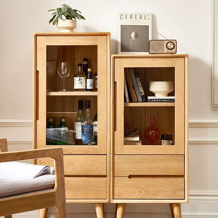 キャビネット 収納箱 木製 棚 収納棚 扉付き ガラス扉 書棚 収納ラック