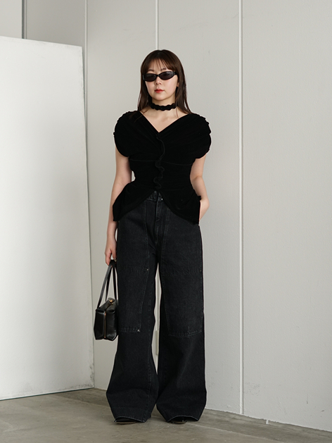 レディース】VELVET TULLE SHIRRING TOP | FETICO(フェティコ