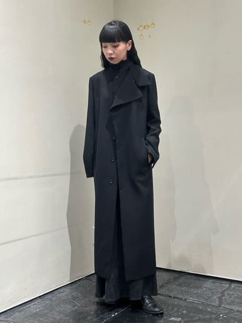 W/SAXONY R DOUBLE LAYERED LONG COAT(XS Black): Vintage｜Special