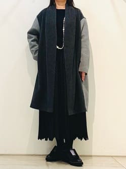 ウールジョイントコクーンシルエットコート/日本製(ノーカラーコート