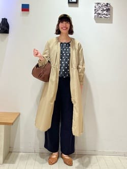 ギャザー ドロスト ノーカラー コート ―撥水―