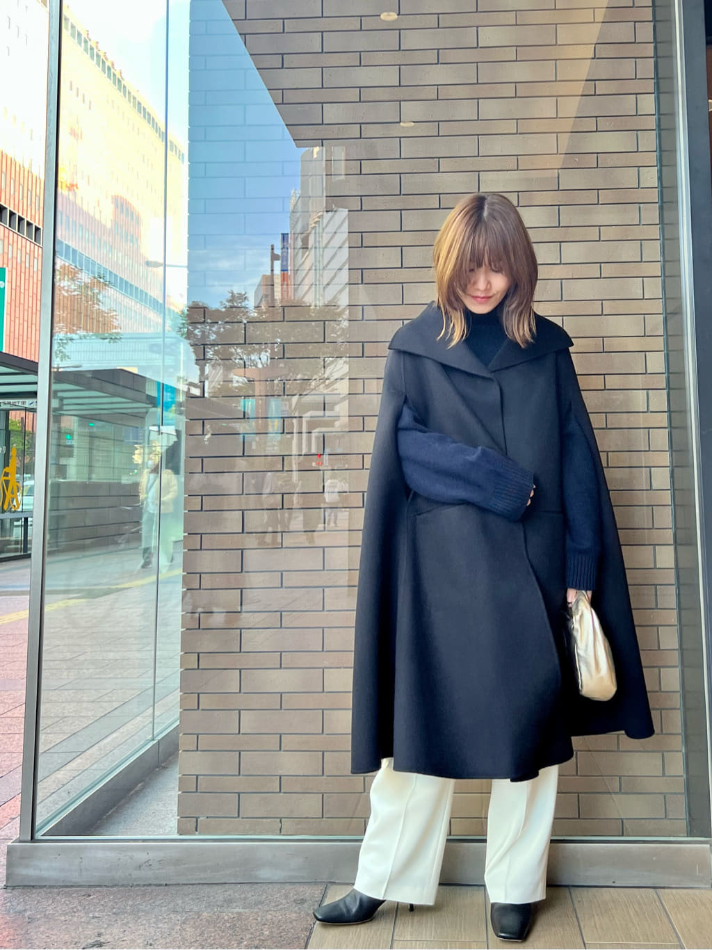 希少 ウィムガゼット カシミヤ100% リバーポンチョコート ロング
