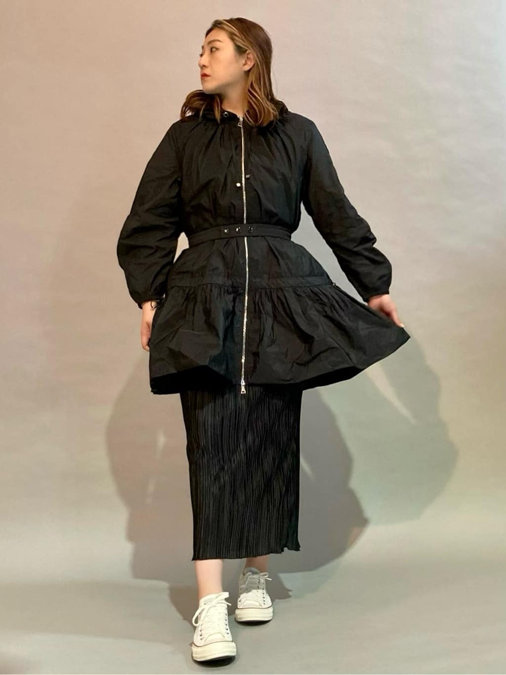 MONCLER モンクレール レディース ナイロン コート ロング ベルト 付き