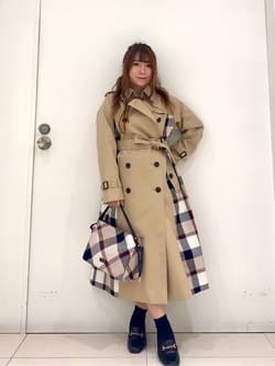 10th ANNIVERSARY】ライトギャバジンパーシャルチェックトレンチコート