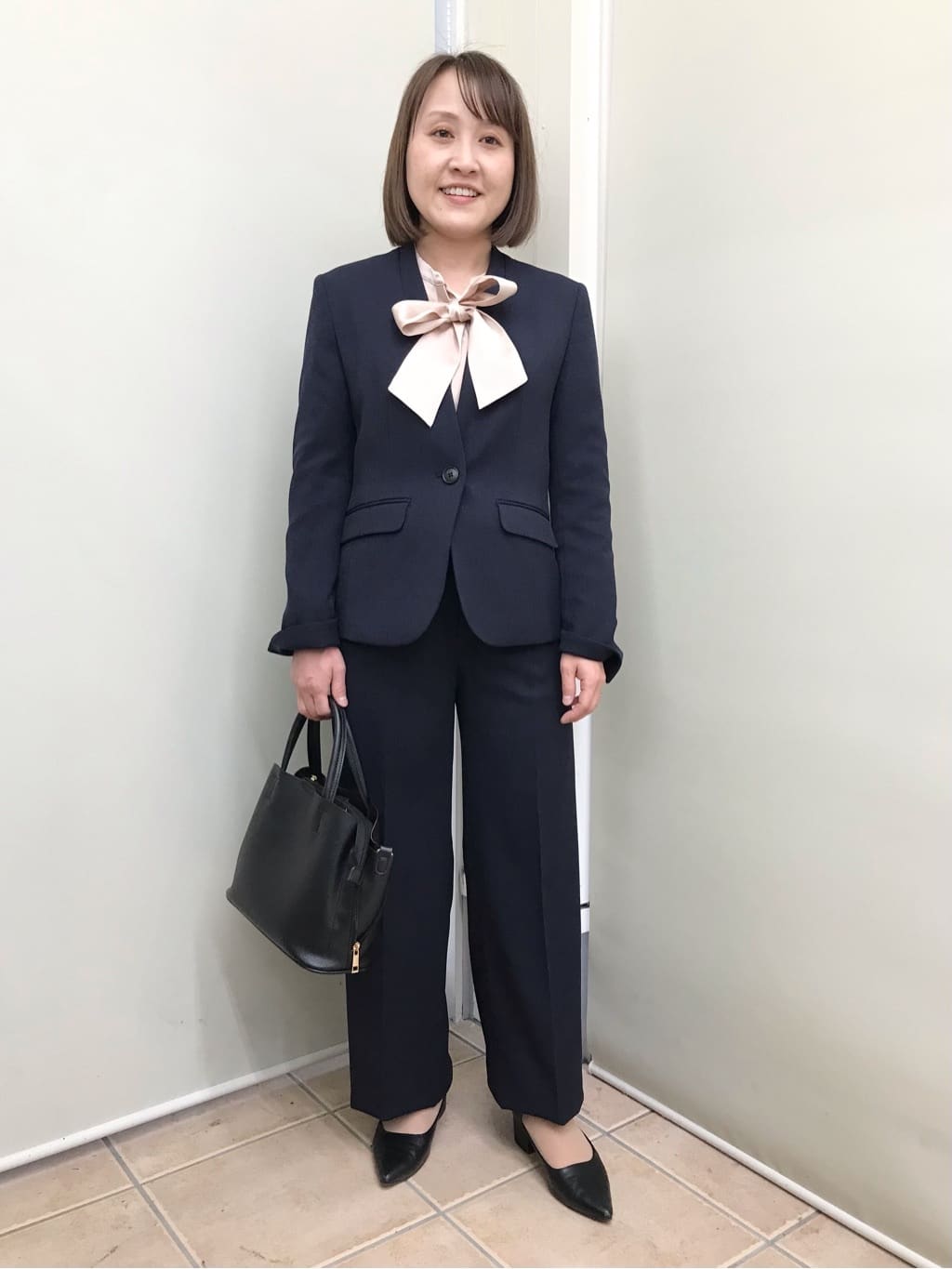 ワイドパンツ【美ジ楽スーツ】【セットアップ着用可】【裾上げ済