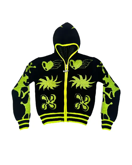 CHOPOVA LOWENA / Neon Cartoon Cardigan / Black and Yellow | THE