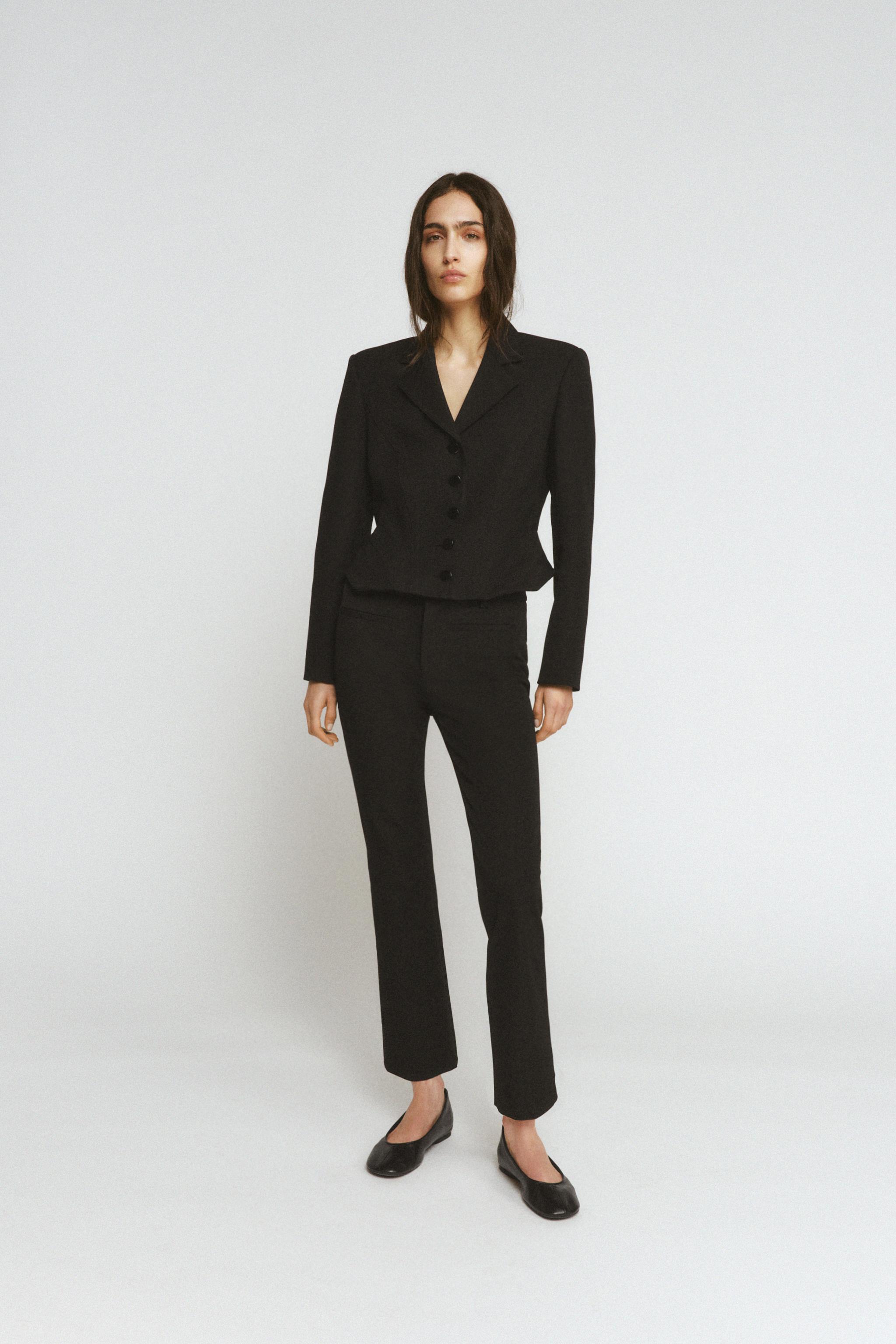 CROPPED TOPSTITCHED BLAZER ZW COLLECTION - Black | ZARA United States