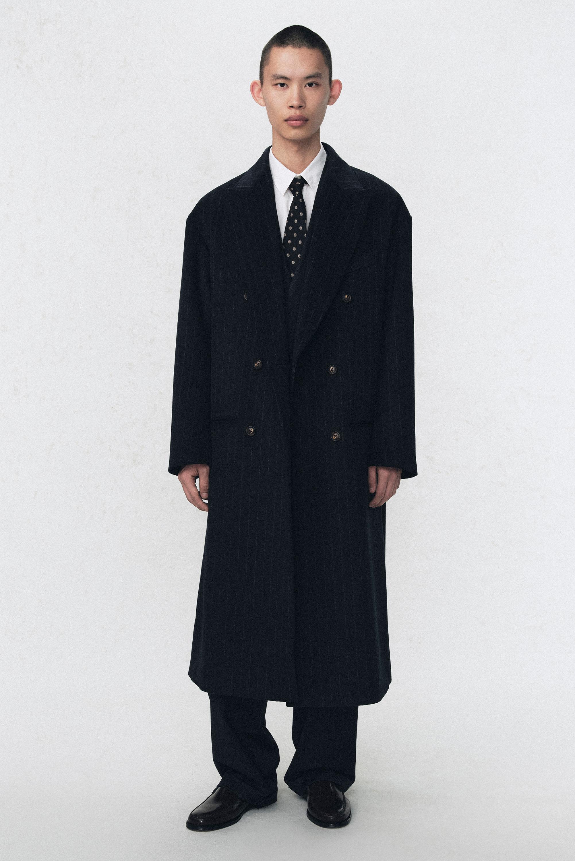 SOSHIOTSUKI X ZARA PINSTRIPE OVERSIZE FIT COAT - Navy blue | ZARA