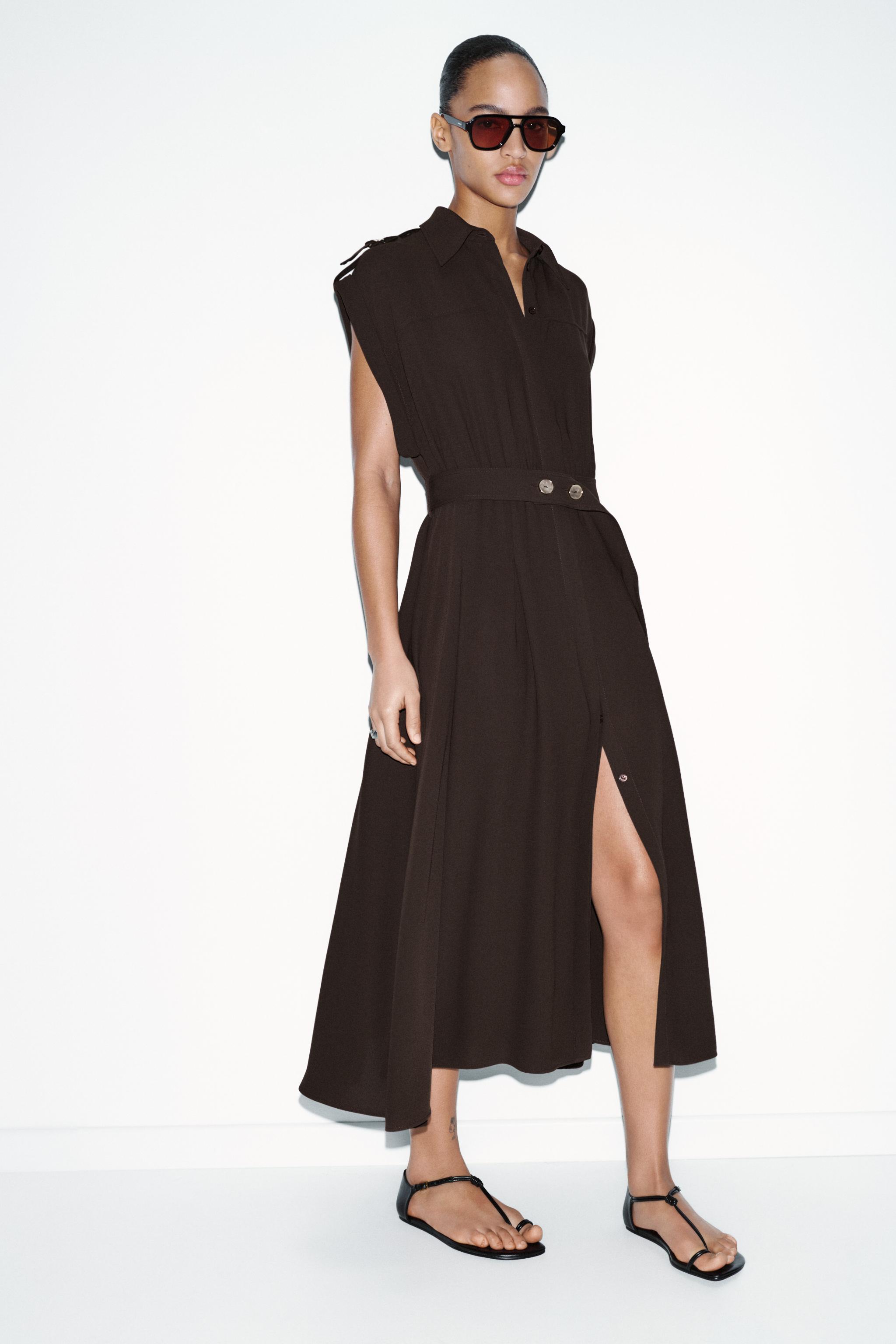 BELTED MIDI DRESS - Brown | ZARA United States