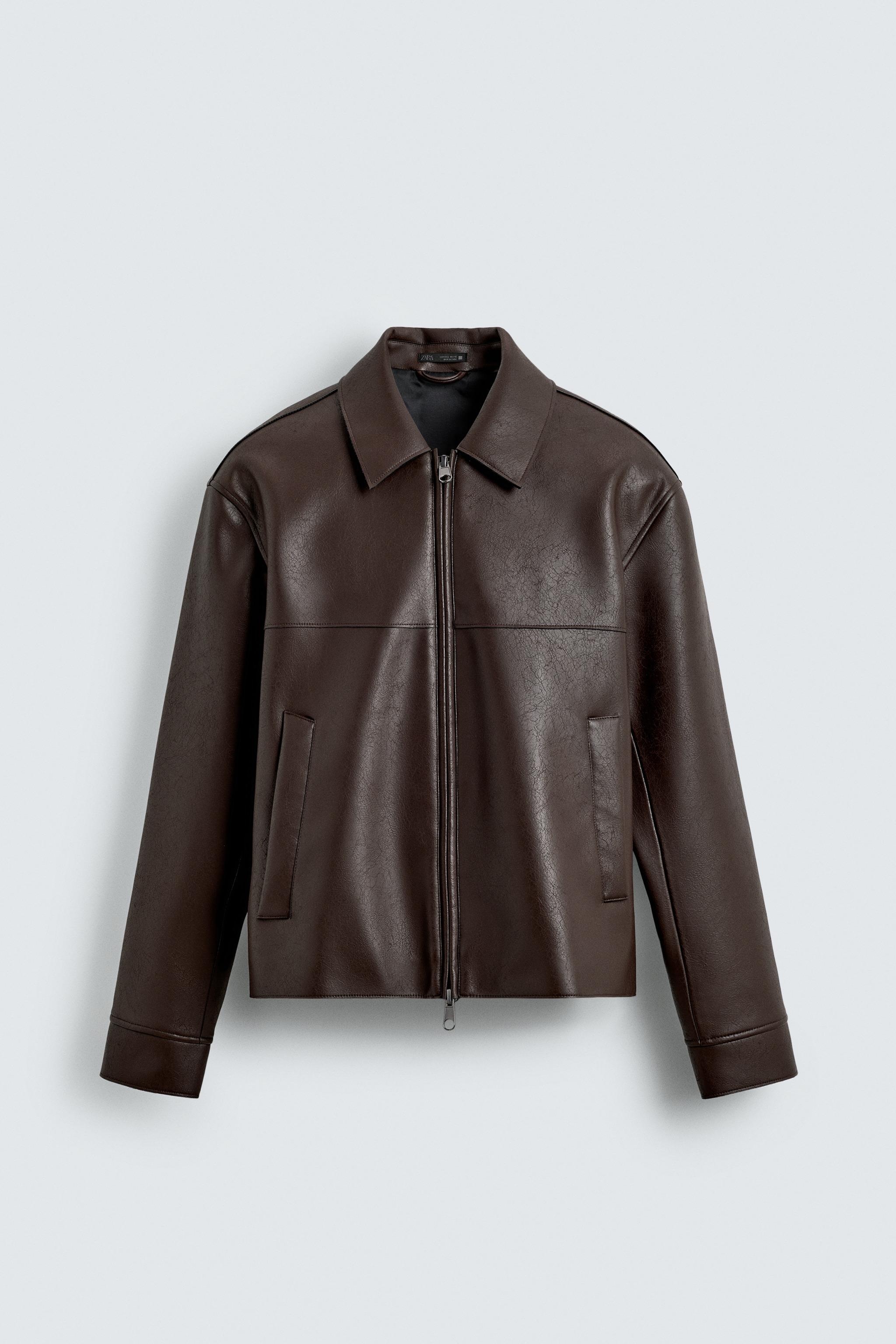 LEATHER EFFECT JACKET - Brown | ZARA United Kingdom