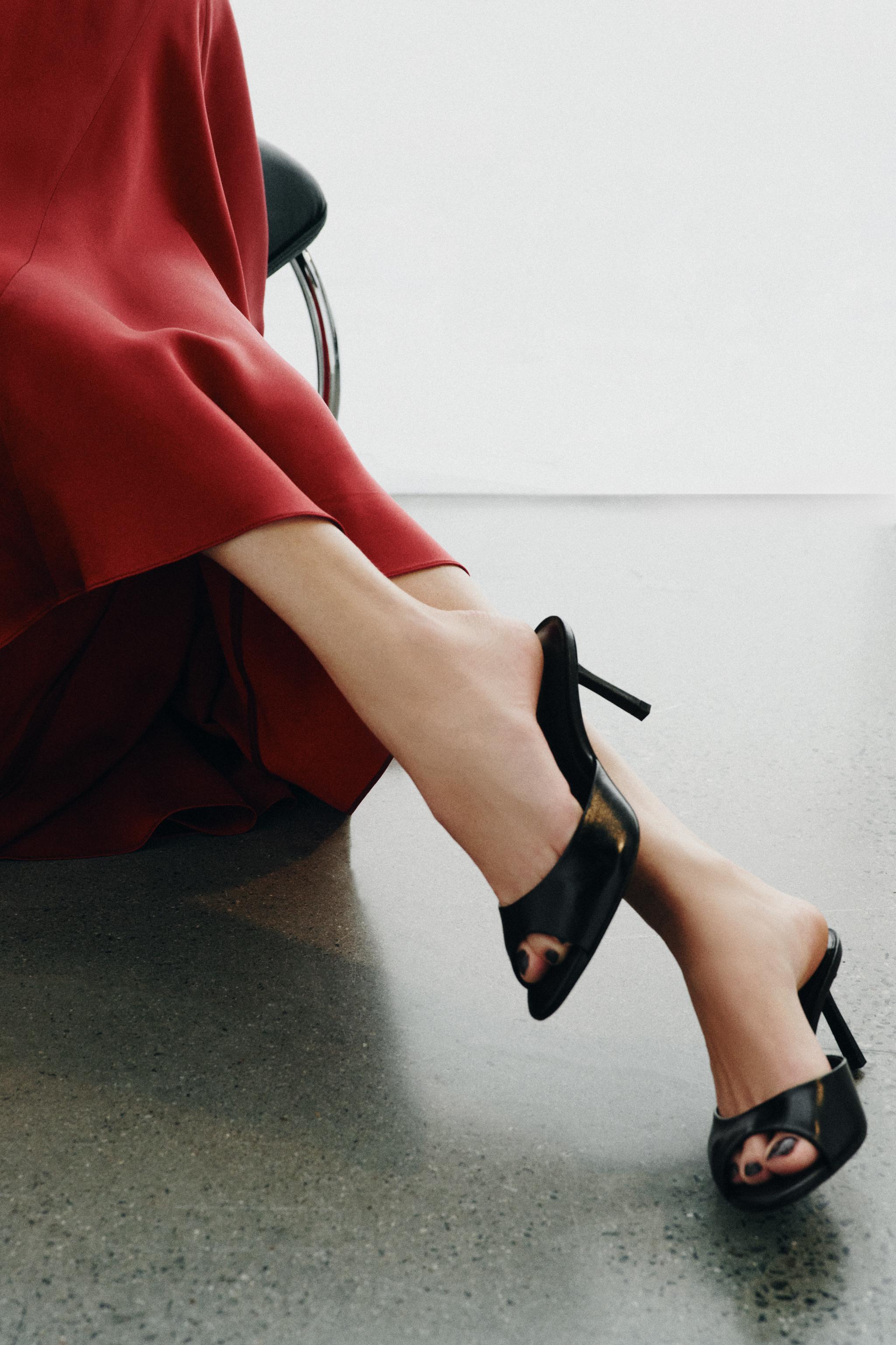 レザーハイヒールミュール - ブラック | ZARA Japan / 日本
