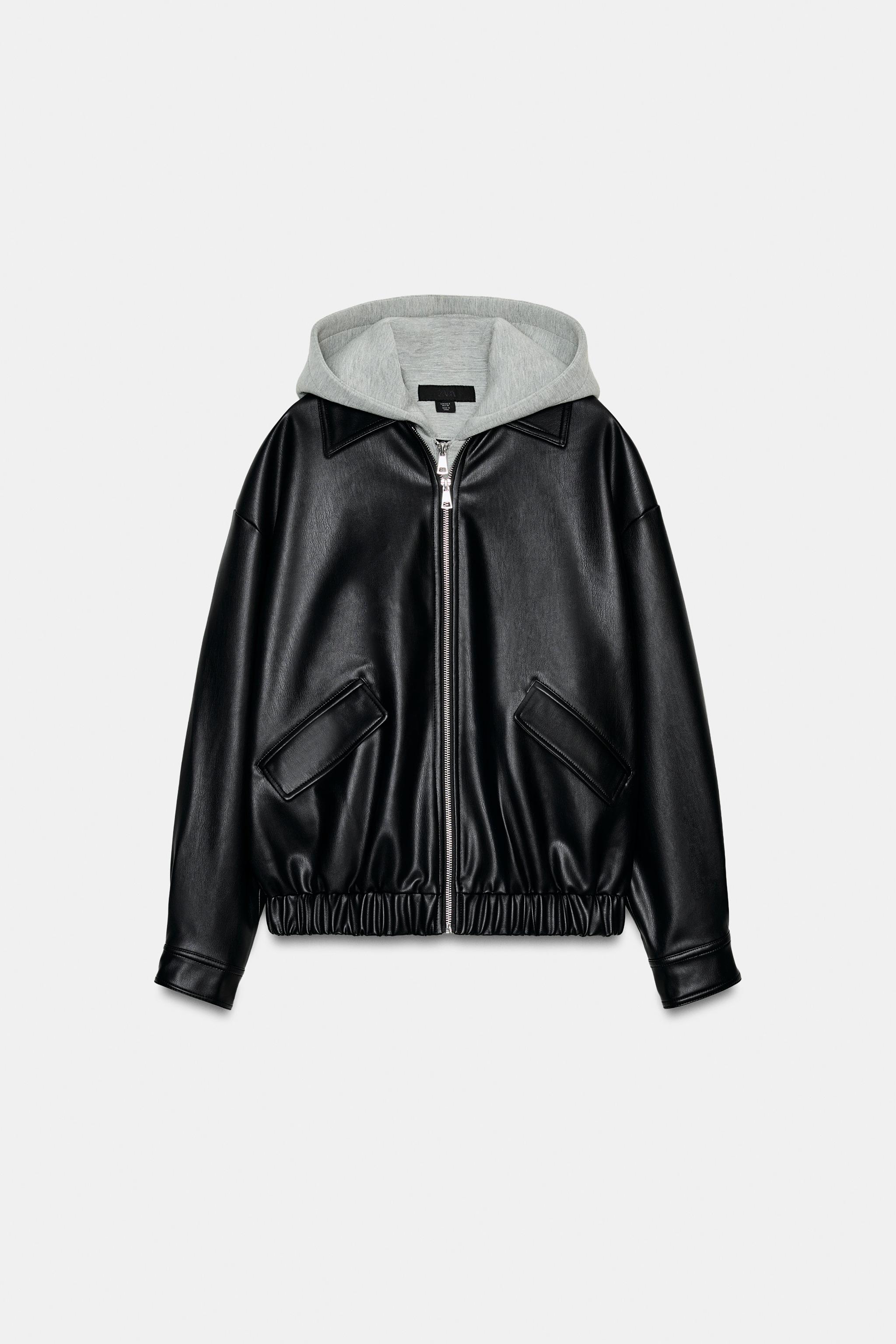 コントラストフェイクレザージャケット - ブラック | ZARA Japan / 日本