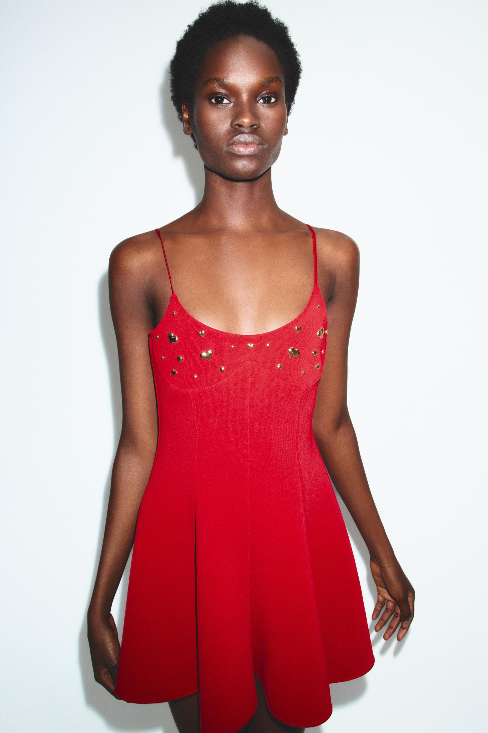 STRETCH DRESS WITH HEARTS - Red | ZARA South Africa
