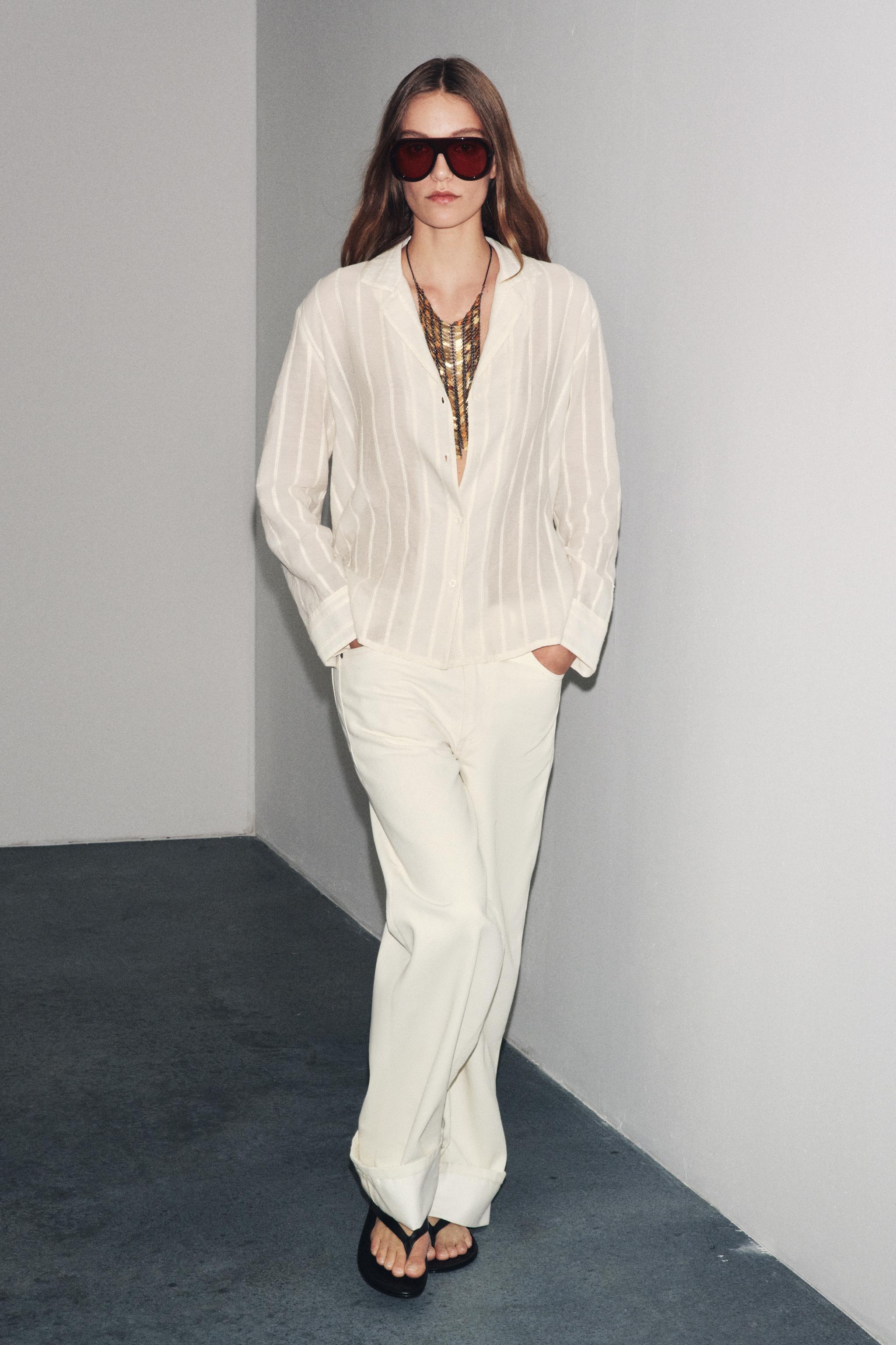 ZW COLLECTION ストライプシャツ - エクリュ | ZARA Japan / 日本