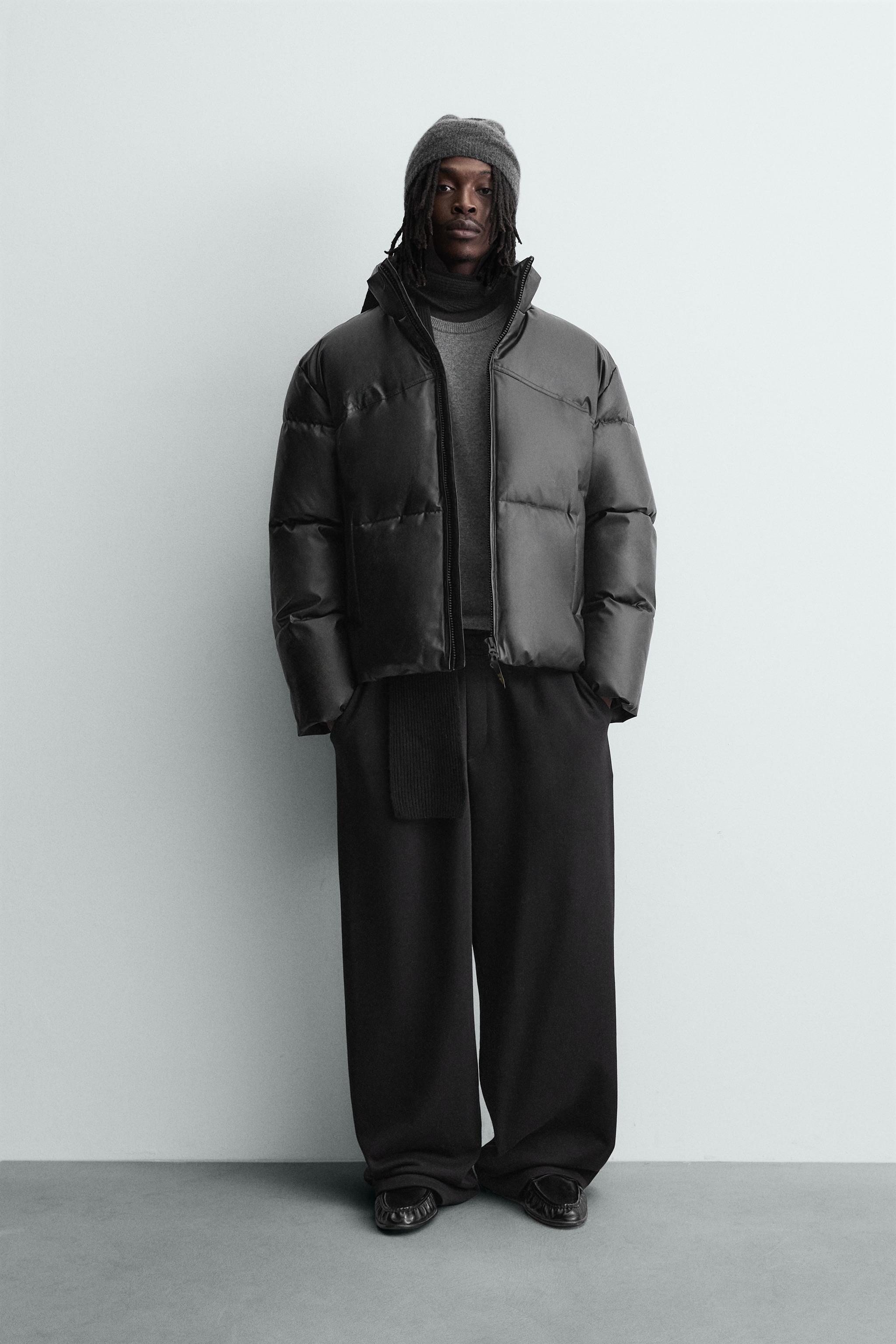 フェイクレザーパフジャケット - ブラック | ZARA Japan / 日本
