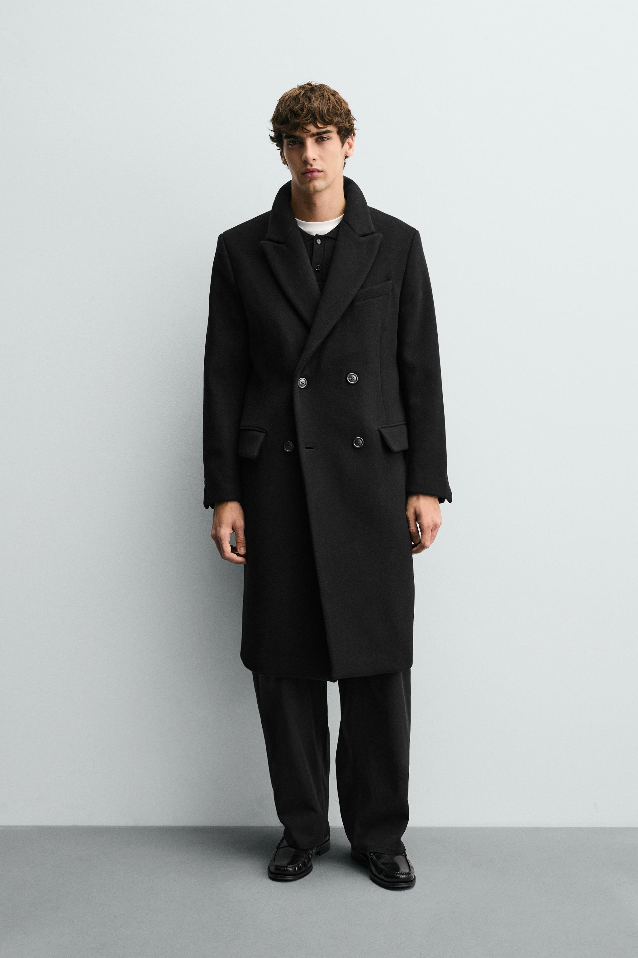 MANTECO®ウール混ダブルブレストコート - ブラック | ZARA Japan / 日本