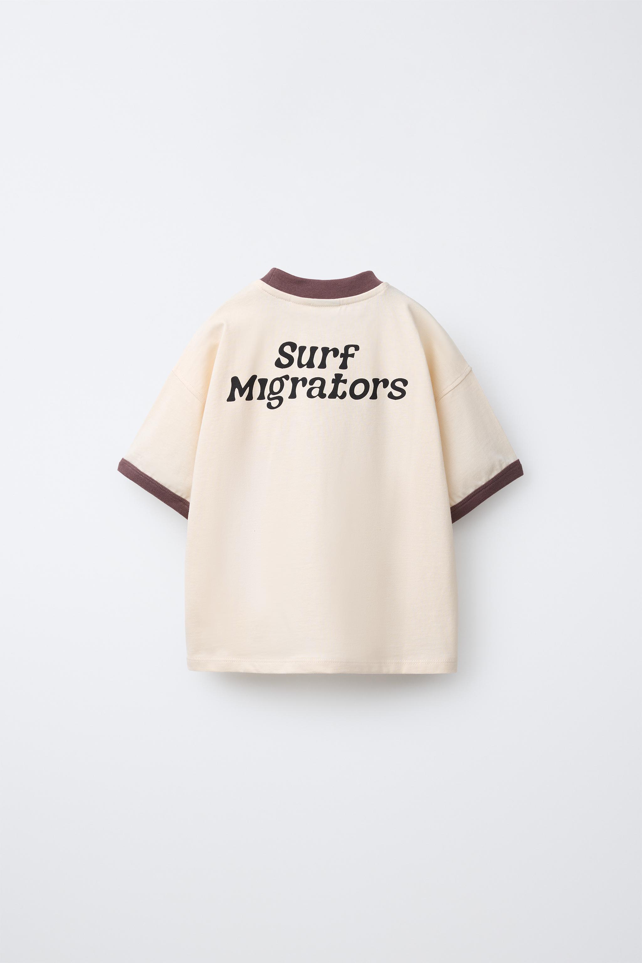 CONTRASTING TEXT PRINT T-SHIRT - Mid-ecru | ZARA United States