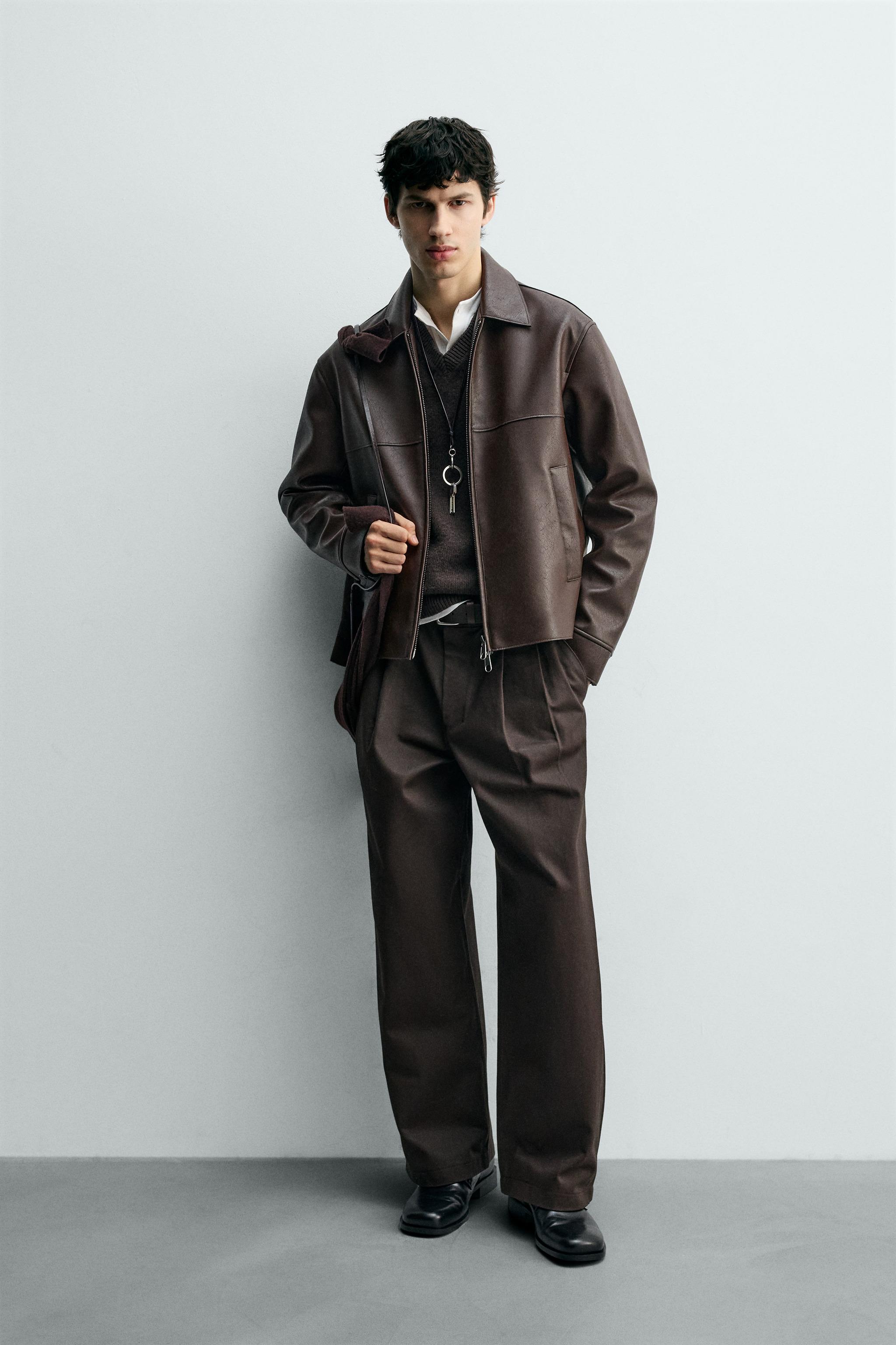 フェイクレザージャケット - ブラウン | ZARA Japan / 日本