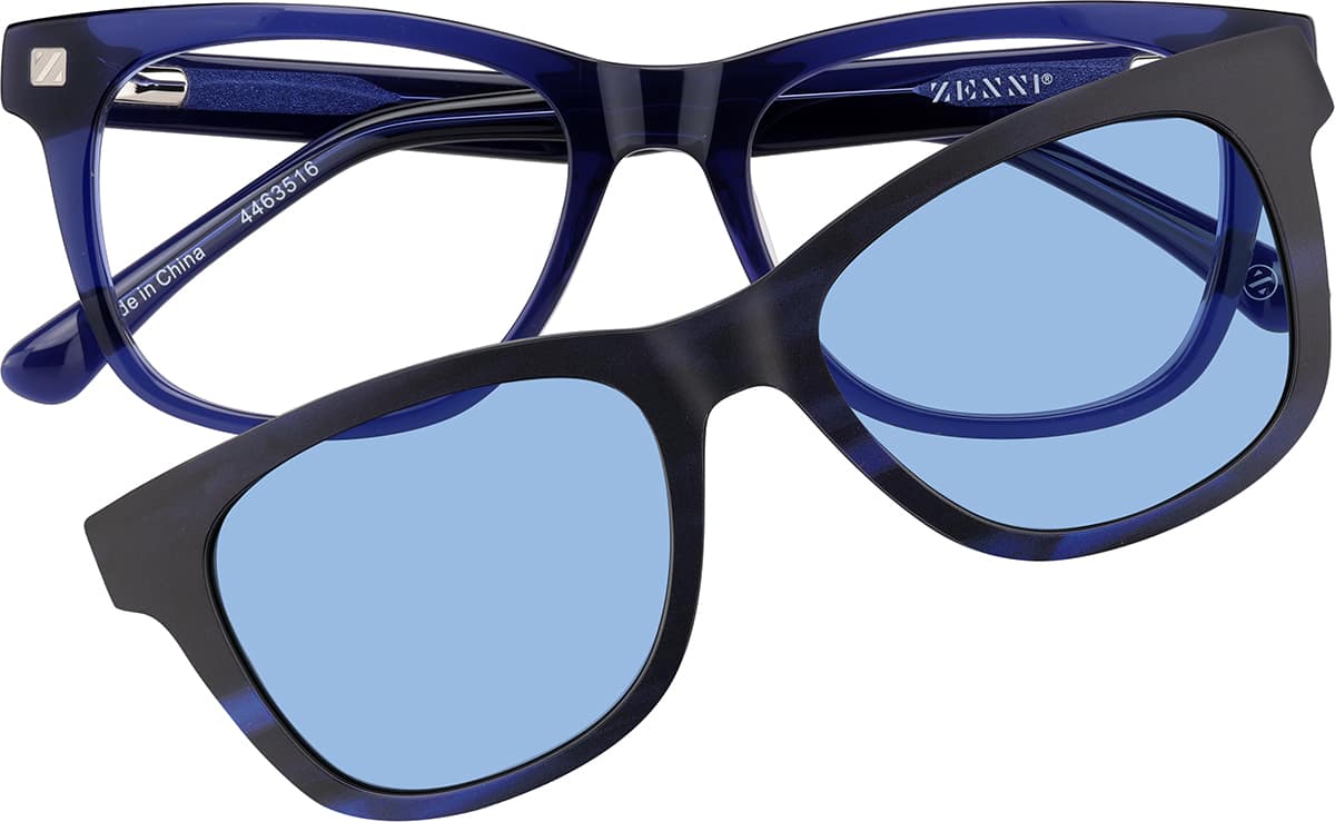 Blue Kids' Square Magnetic Snap-On Set #4463516 | Zenni Optical Canada