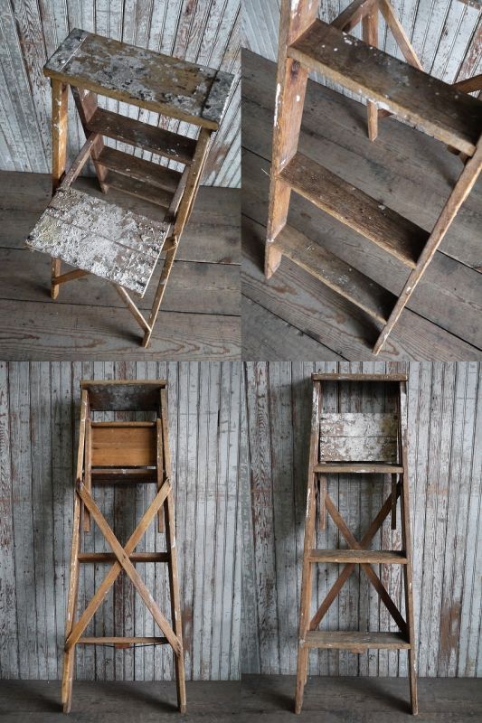 アンティーク ウッドステップラダー - STAGE ANTIQUE