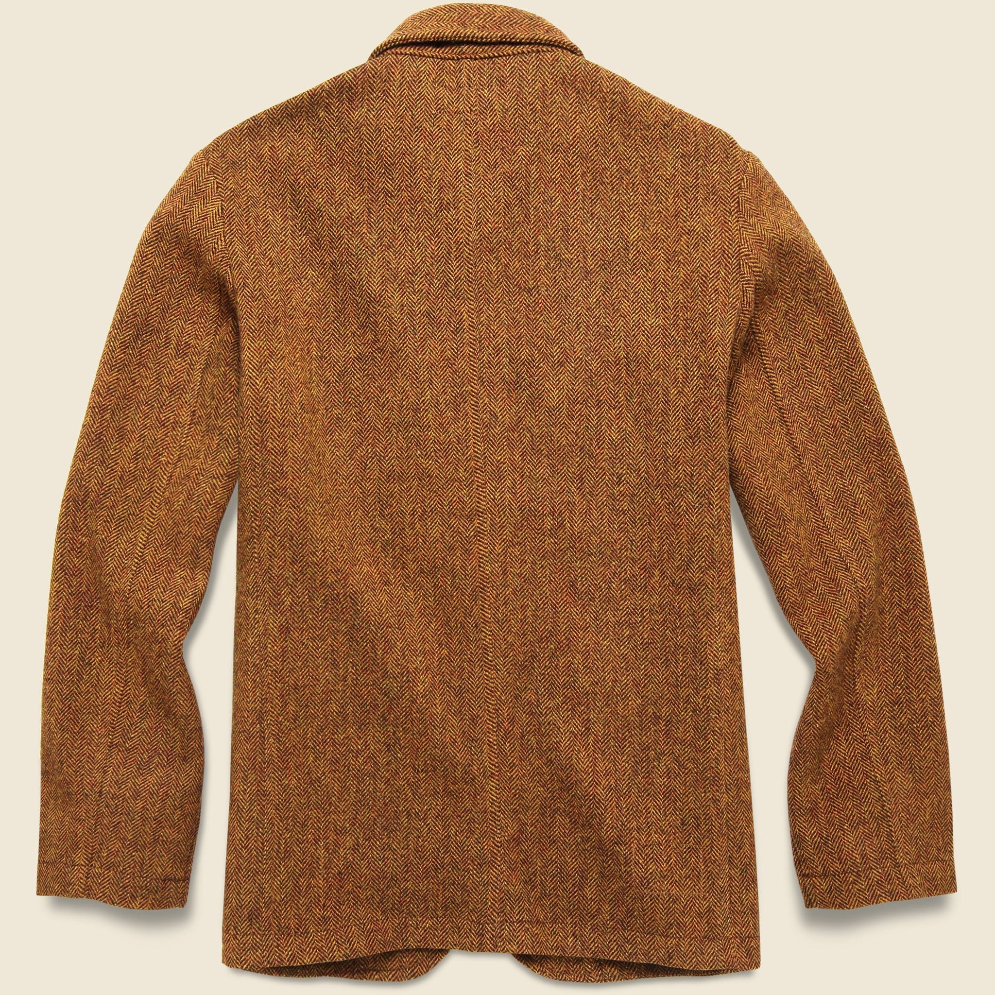 Simple Wool Bakers Jacket - Orange Herringbone