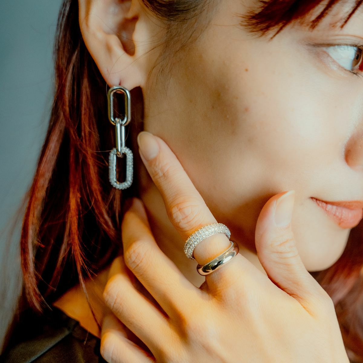 メタルシャイニーチェーンピアス(シルバー) | STELLAR HOLLYWOOD