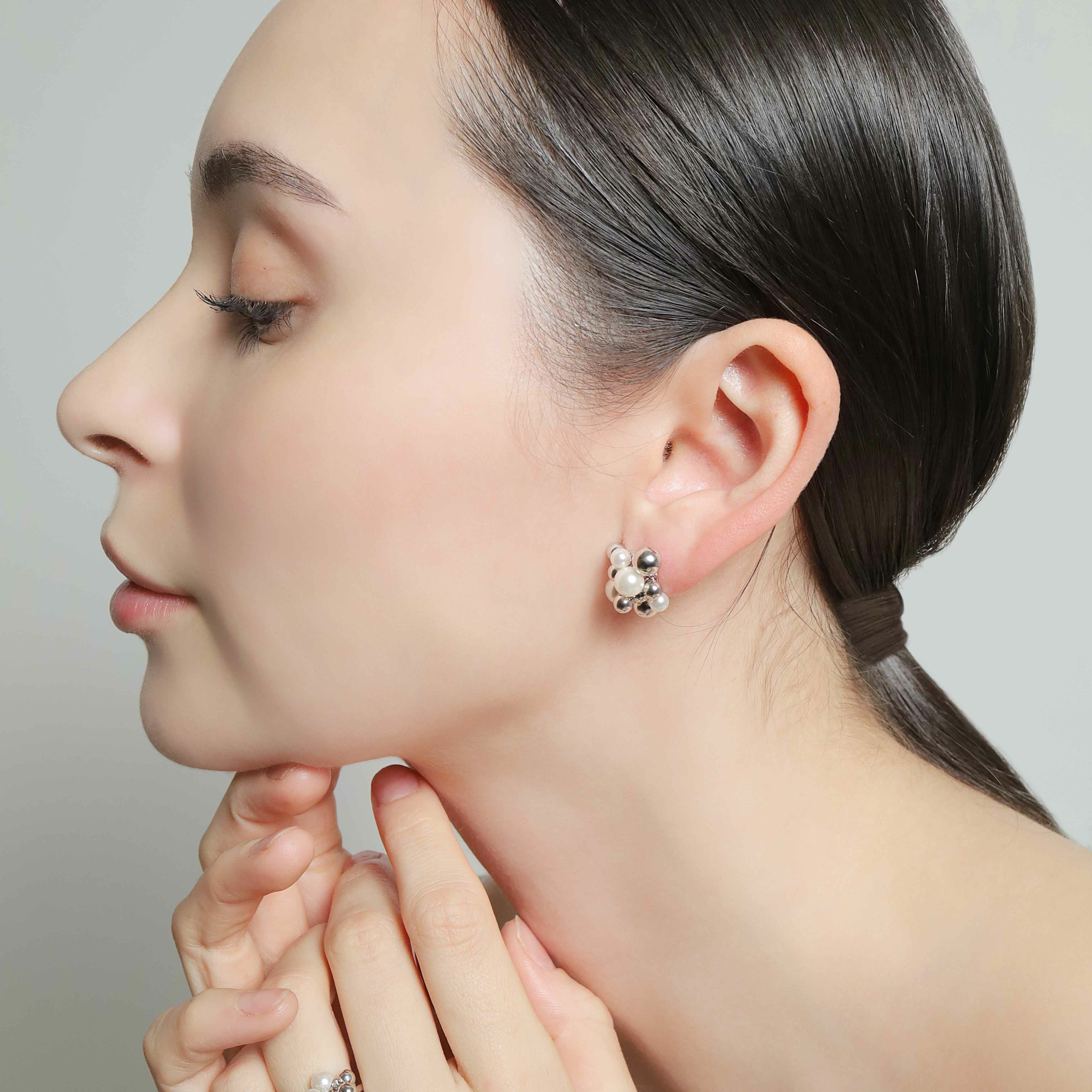 パールミックスフラワーフリンジピアス（シルバー） | STELLAR